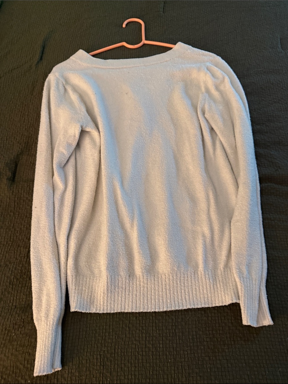Relaxed V-Neck Button Pullover Sweater in Light Blue - Picture 3 of 3